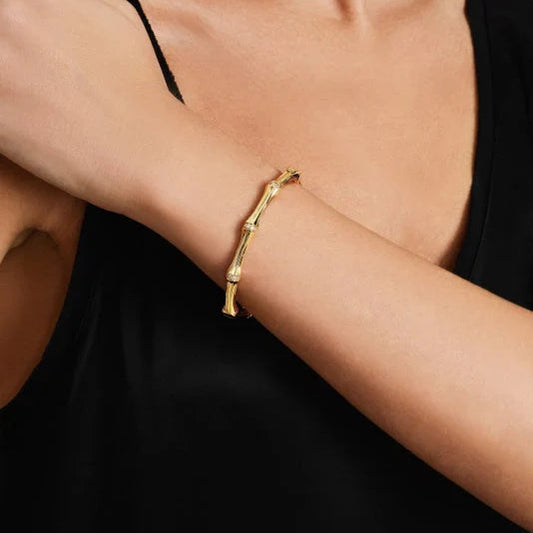 Bamboo Hinged Gold Bangle