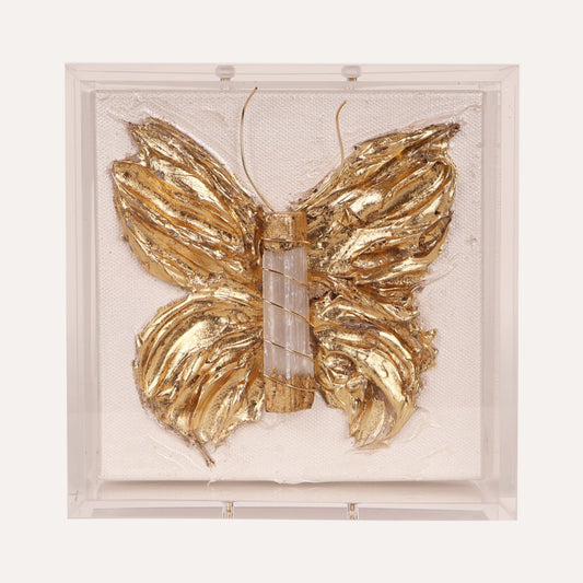 Sculpted Gilded Butterfly with Selenite Crystal