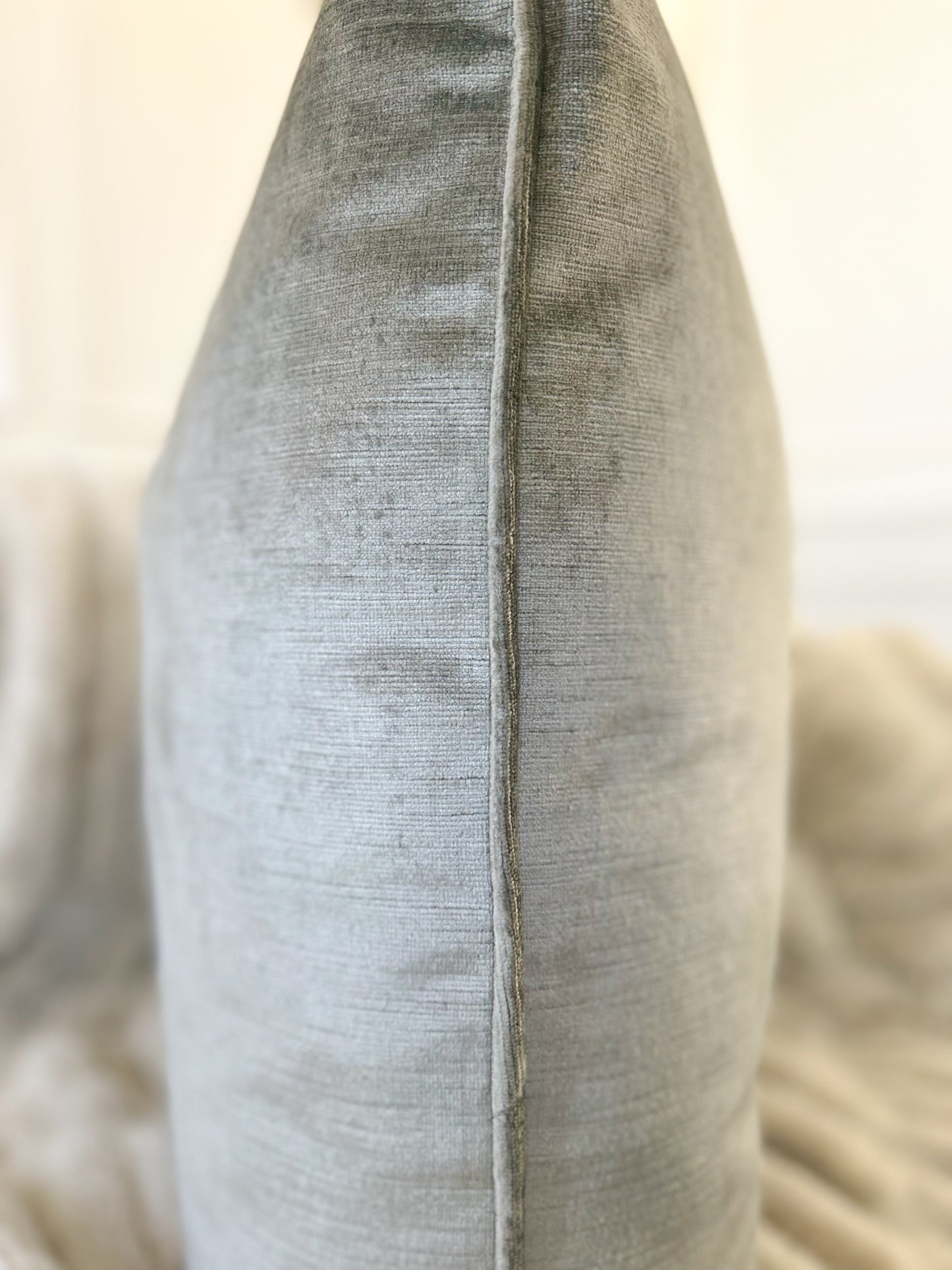 22x22 Blue Gris Velvet Pillow