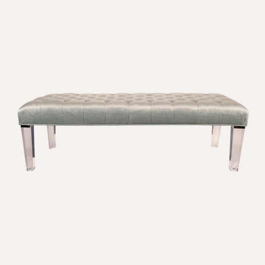Bleu Gris Bench with Acrylic Legs