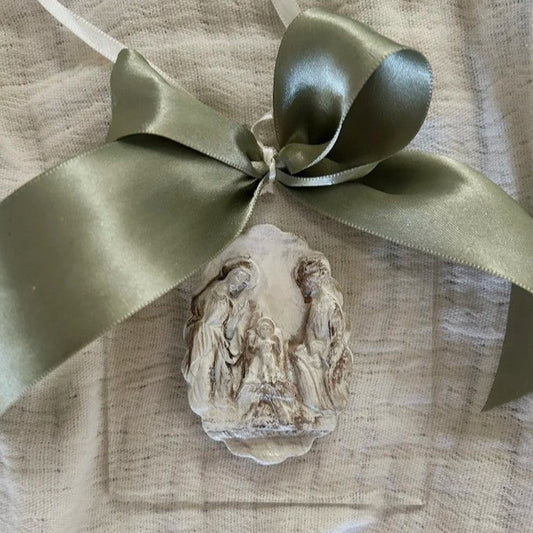 Acrylic Ornament with Sage Satin Bow