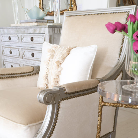 Lux Silk Lumbar Pillow with Tassel Fringe