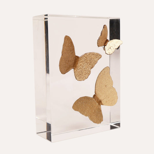 Gilded Butterflies on Crystal Book Topper