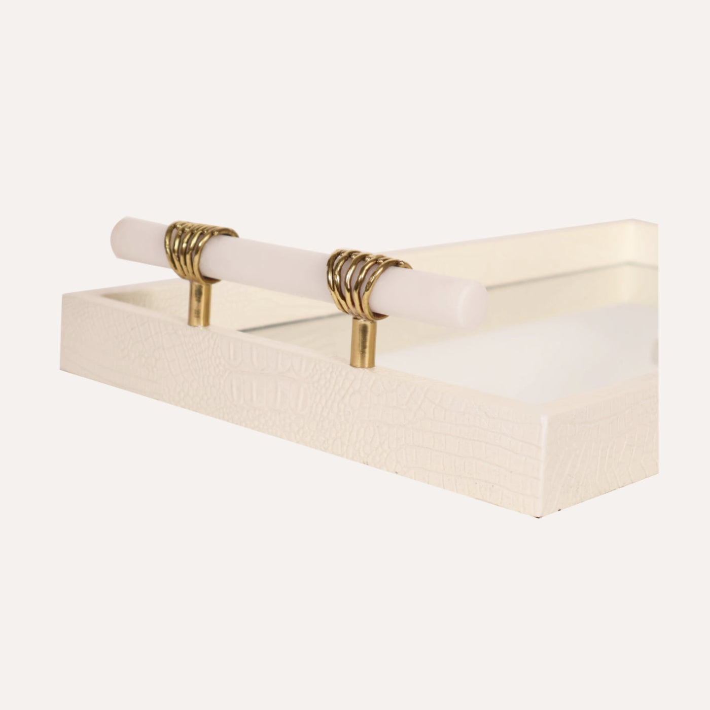 Mirrored Tray with Albaster Handle