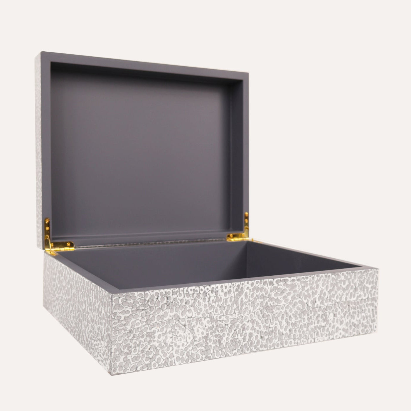 Grey/White Eggshell Lacquered Box