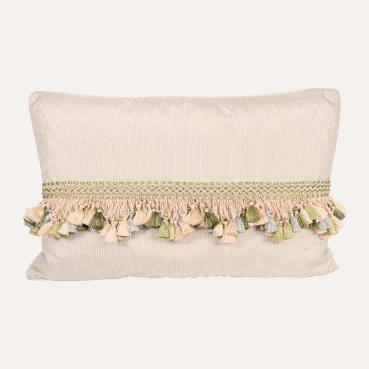 Spa Stripe Silk Tassel Lumbar
