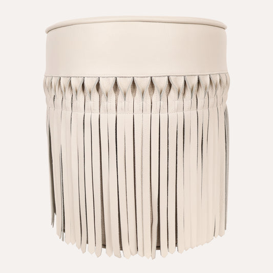Leather Fringe Ottoman