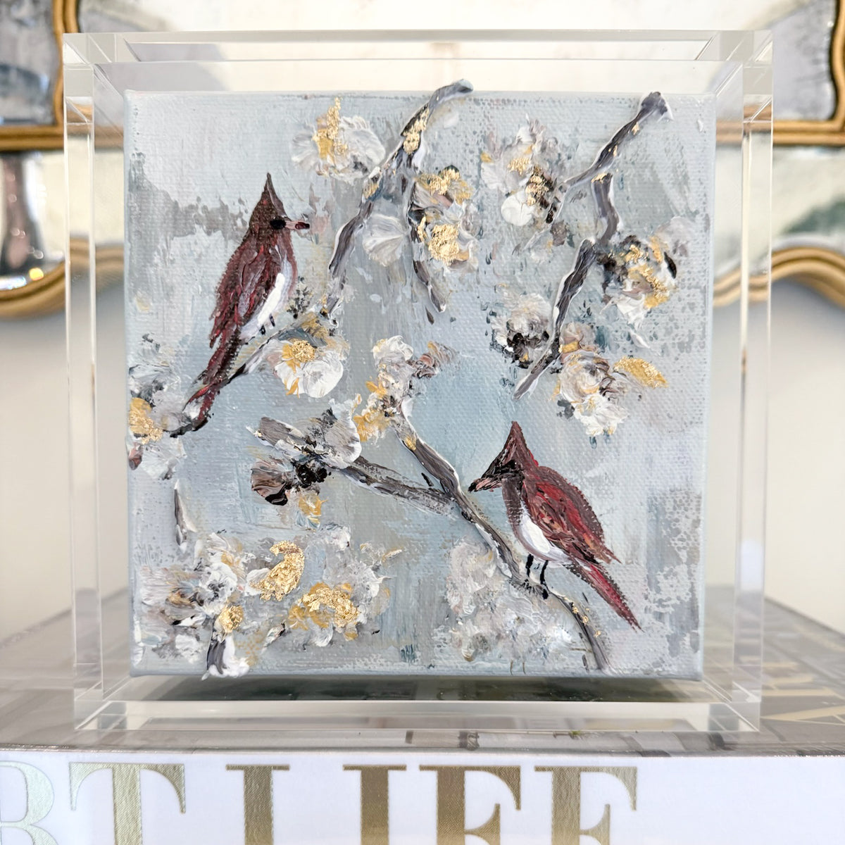 Original Cardinal Art in Acrylic Frame