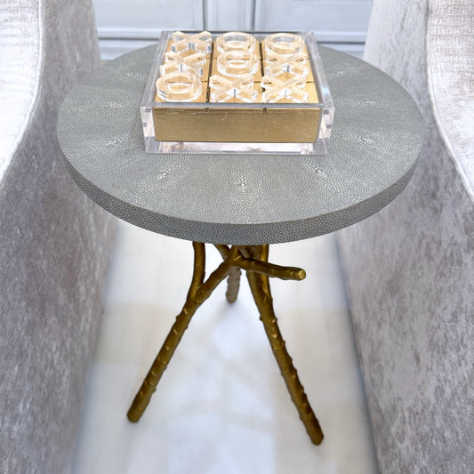 Twig Base Side Table with Shagreen Top