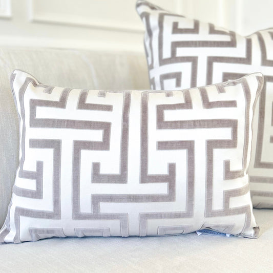 Silver Greek Key Pillow