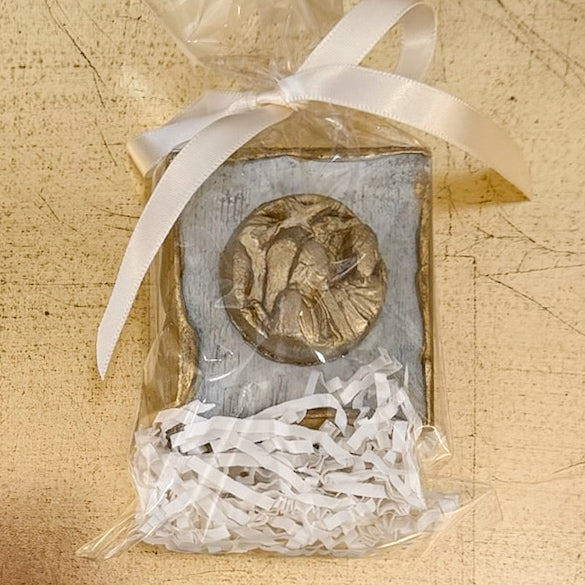 Handmade Medallions on Wooden Blocks