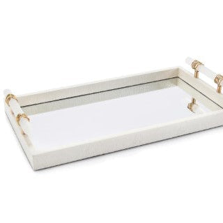 Mirrored Tray with Albaster Handle