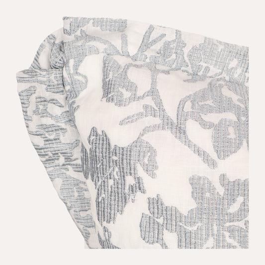 French Blue Embroidered Linen Pillow