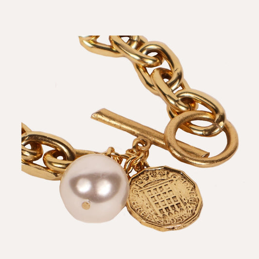 Pearl Medallion Chain Bracelet