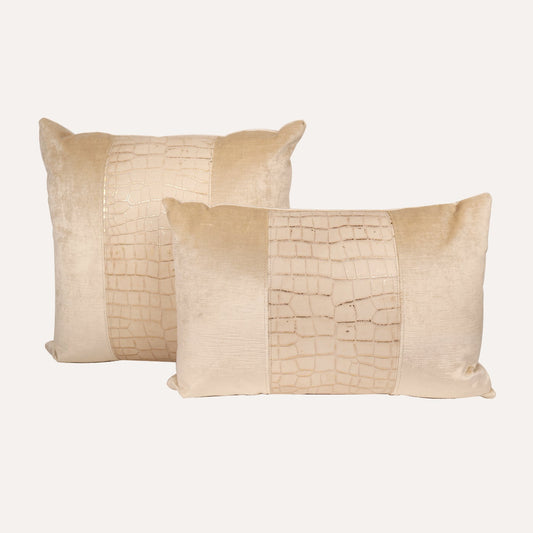 Oyster Velvet with Embossed Croc Center