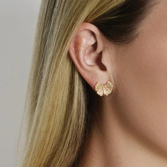 Butterfly Stud Gold Earrings