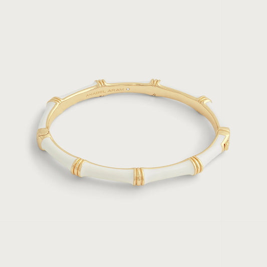 Bamboo Lacquered Crème Hinged Bangle