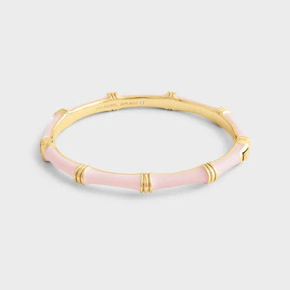 Bamboo Lacquered Hinged Pink Bracelet