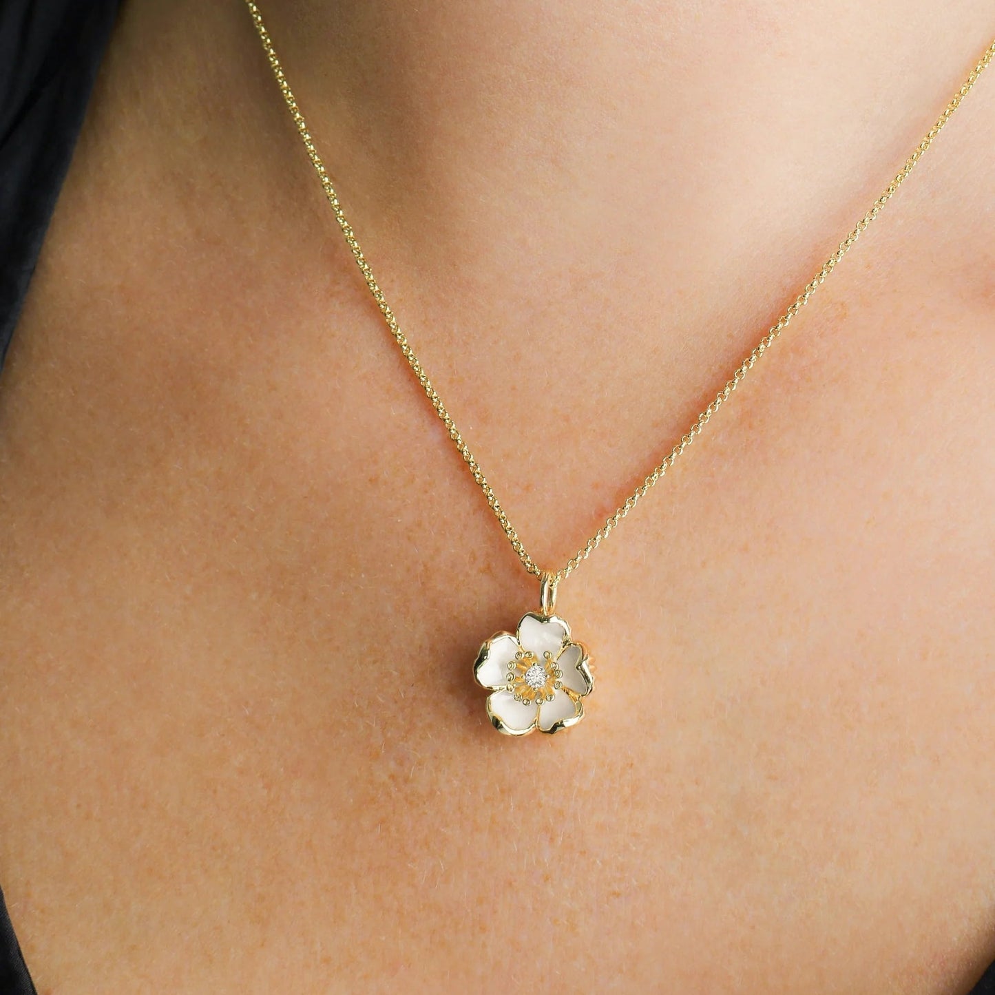 Wildflower Lacquered Pendant Necklace