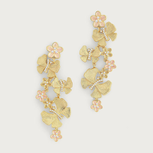 Butterfly with Flowers Dangle Earrings