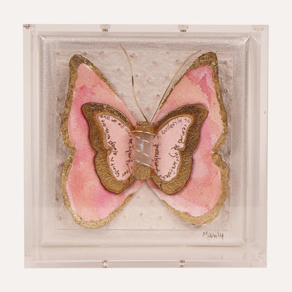 Pink Watercolor Butterfly on Ostrich