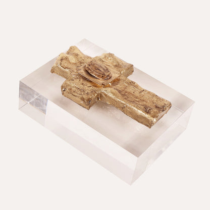 Gilded Cross on Crystal Book Topper