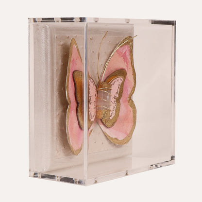 Pink Watercolor Butterfly on Ostrich