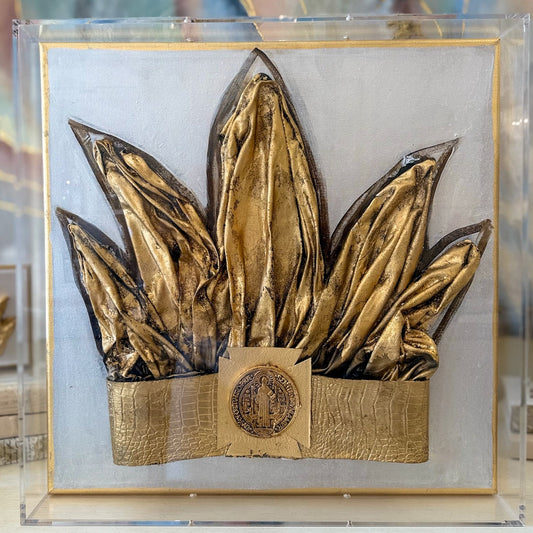 Mixed Media Crown with Saint Benedict Medallion