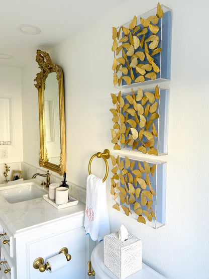 Gilded Butterflies on Acrylic with Gold Leaf Canvas