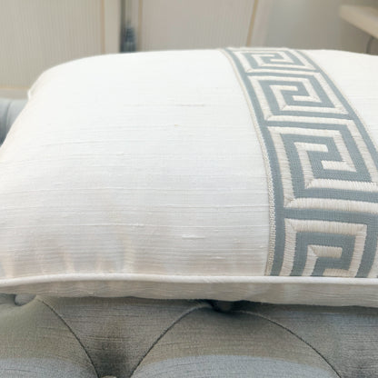 Custom Lux Silk Lumbar with Greek Key Trim