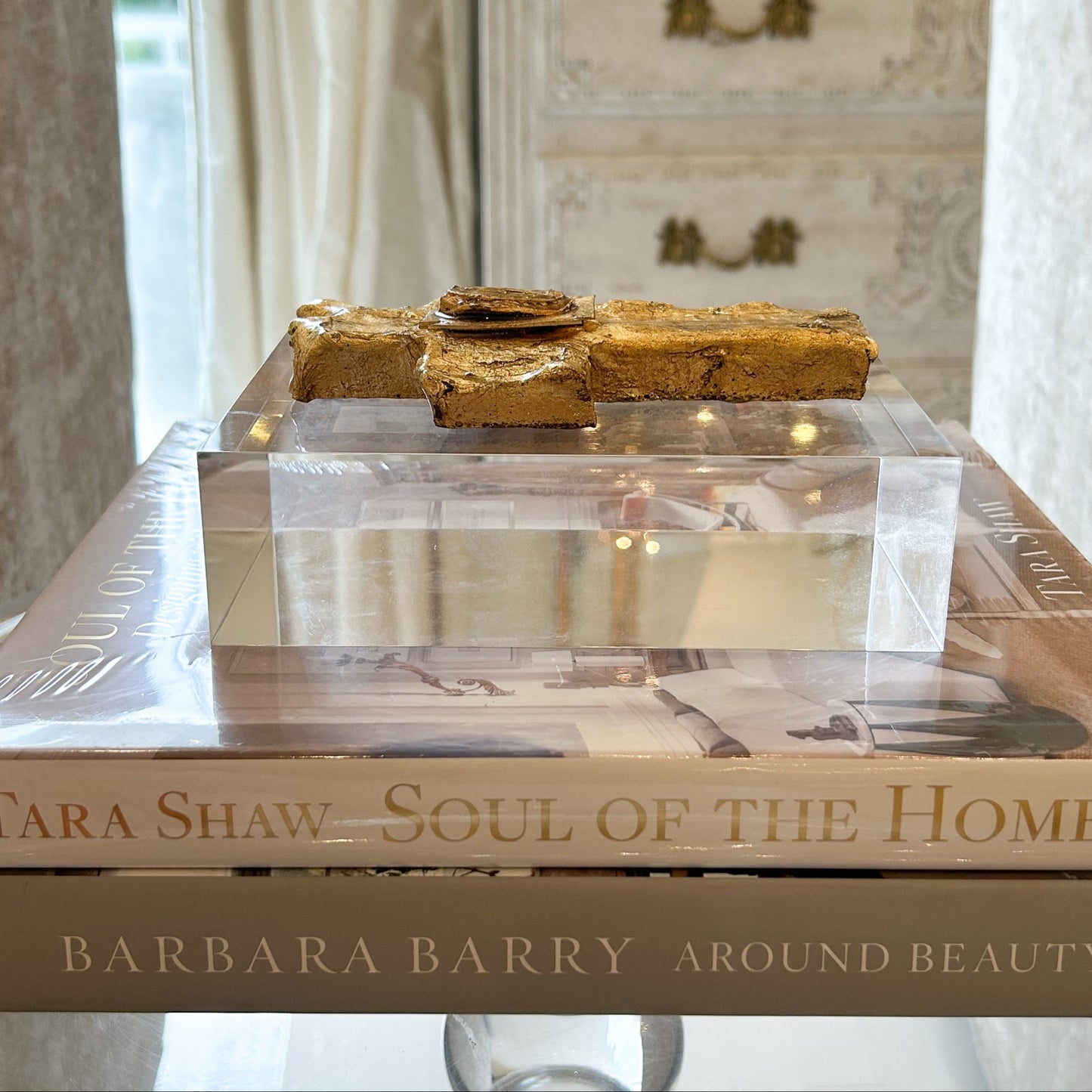 Gilded Cross on Crystal Book Topper