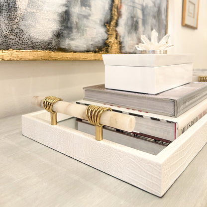 White Mirrored Tray Alabaster