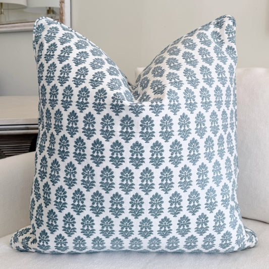 French Bleu Bloom Pillow