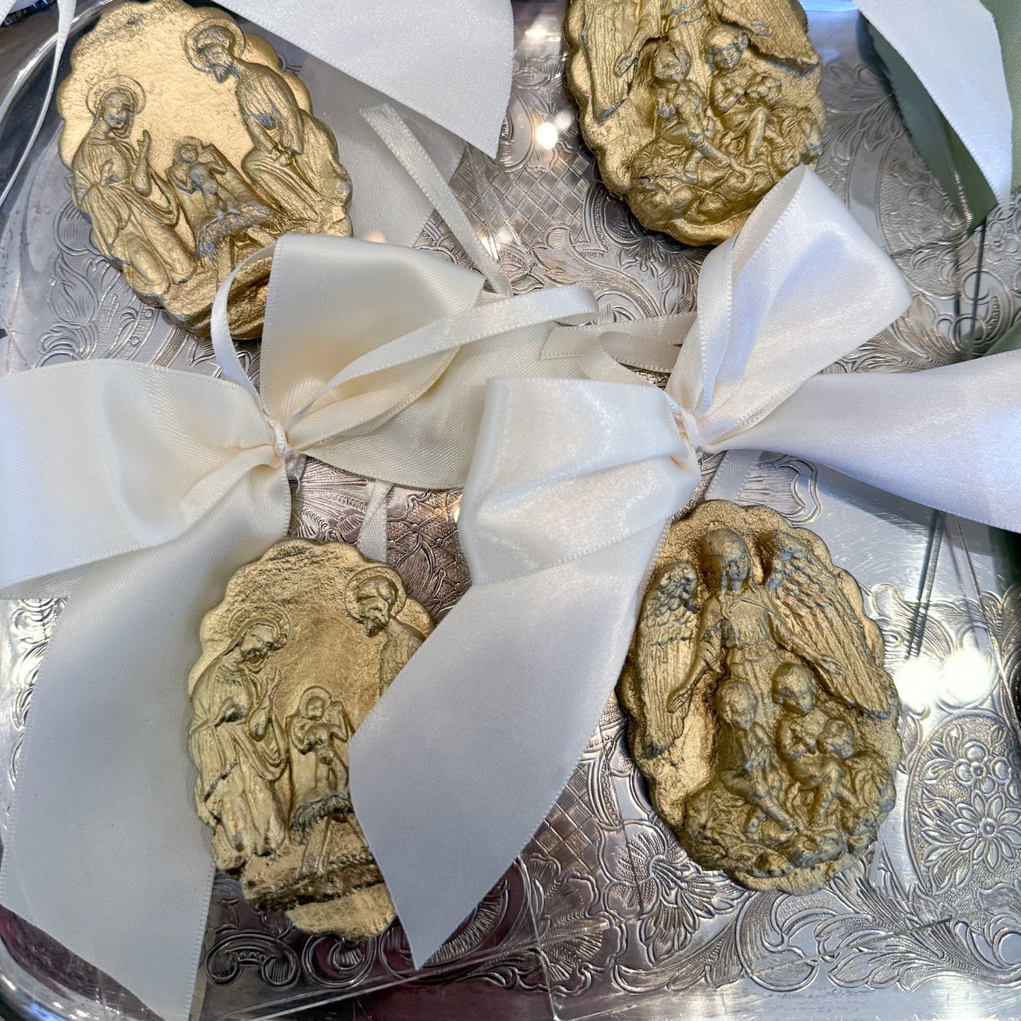 Acrylic Ornament with Ivory Satin Bow