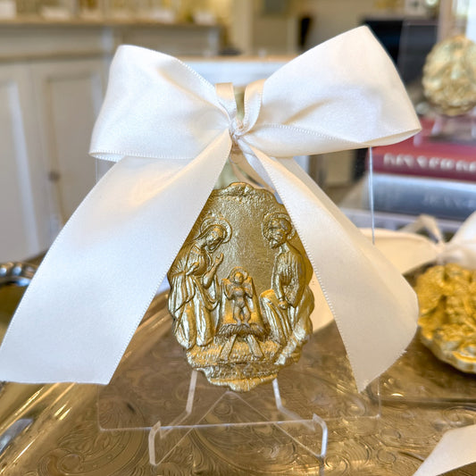 Acrylic Ornament with Ivory Satin Bow