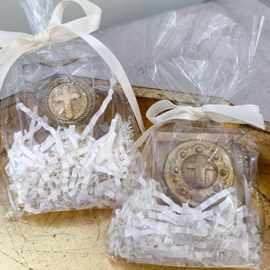 Handmade Cross Medallion on Acrylic Blocks