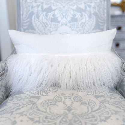 Oyster Linen with Mohair Trim Lumbar
