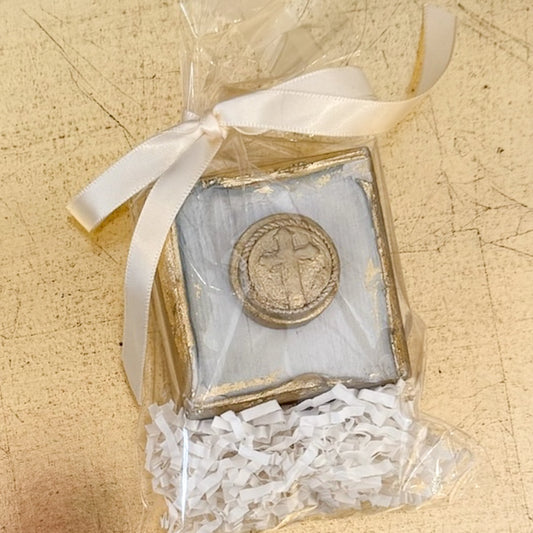 Handmade Medallions on Wooden Blocks