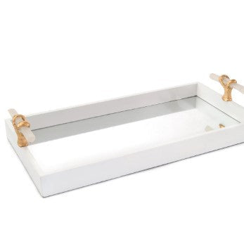 Mirrored Tray with Selenite Handles