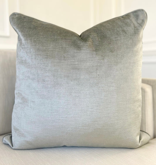 22x22 Blue Gris Velvet Pillow