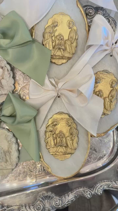 Acrylic Ornament with Sage Satin Bow