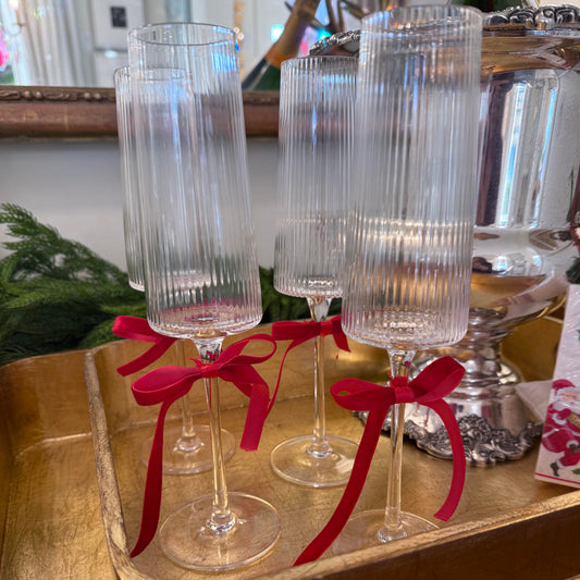 Set of Four Textured Champagne Flutes