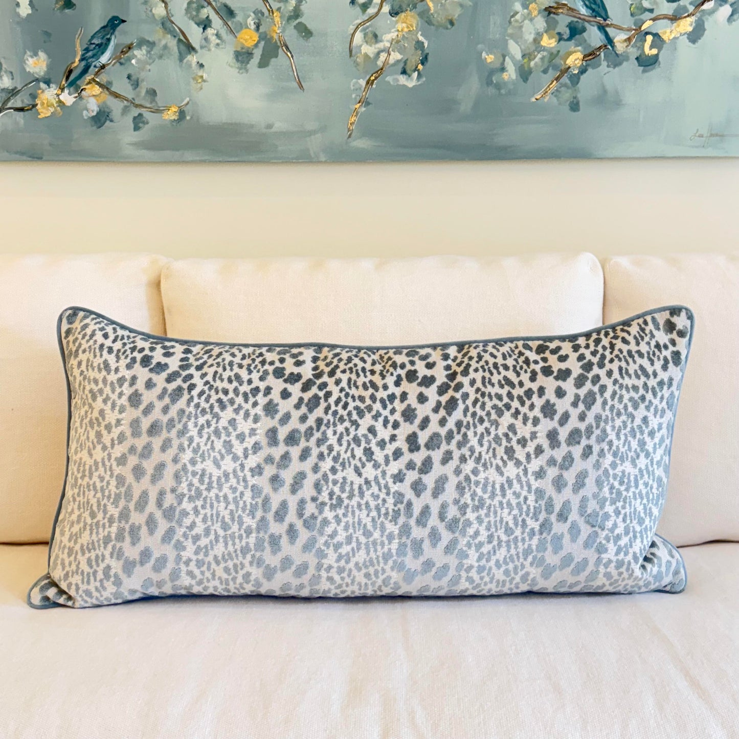 Aqua Leopard Lumbar Pillow